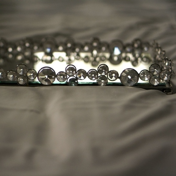 MIRROR Tray with Crystals - Picture 1 of 2